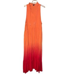 Torrid Tiered Maxi Dress Challis Ombre Red sun dress long 5X 28 spring summer